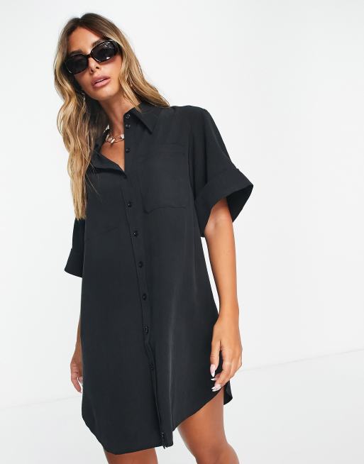 Topshop pleated hot sale mini shirt dress