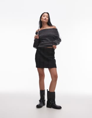 Topshop - Plissee-Minirock in Schwarz