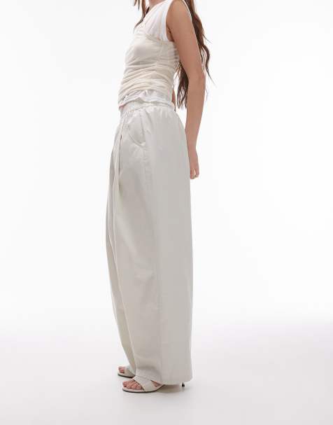 Topshop - Plisserede pull on-bukser med ballon-ben i beige - view 1