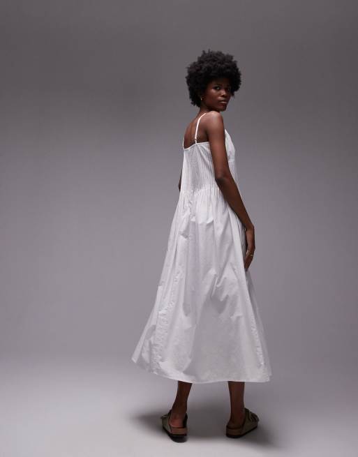 Topshop – Plissiertes kurzes Sommerkleid in Elfenbein mit Riemchenträgern, 4 von 4