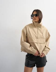 Pocket detail zip up jacket in stone