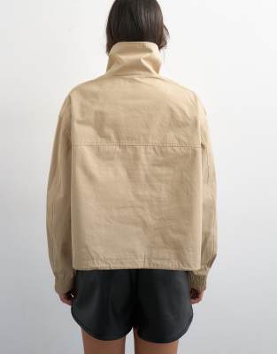 Topshop pocket detail zip up jacket in stone | ASOS