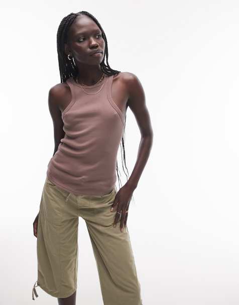 Topshop – Podkoszulek o fasonie bokserki w kolorze mocha - view 1