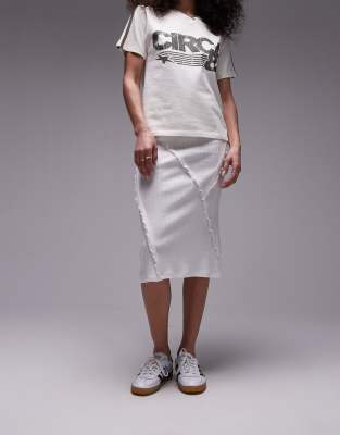 Topshop Pointelle 90s Length Ruffle Trim Skirt In White