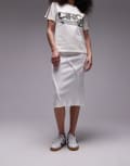 [Topshop] Topshop pointelle 90s length ruffle trim skirt in white 14 ivory