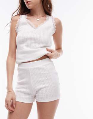 pointelle short in white