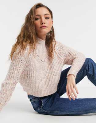 pink pointelle sweater