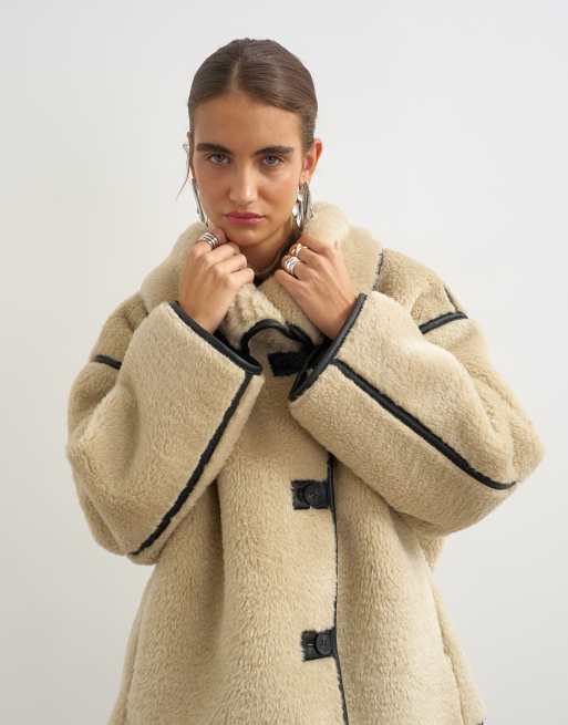 Topshop polaire à enfiler effet peau retournée camel, 4 de 4