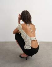 Topshop polka dot drape back top in cream