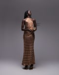 [Topshop] Topshop polka dot halter neck maxi dress in brown 14 brown