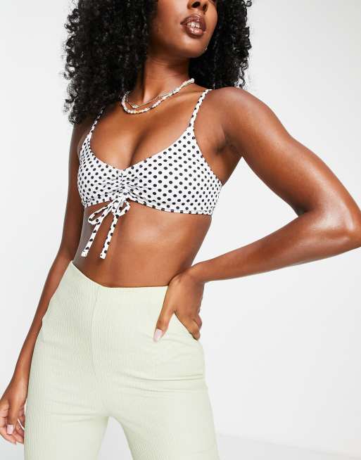 Dotty Front Fastening White Midi Bra