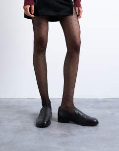 Polka dot tights in black