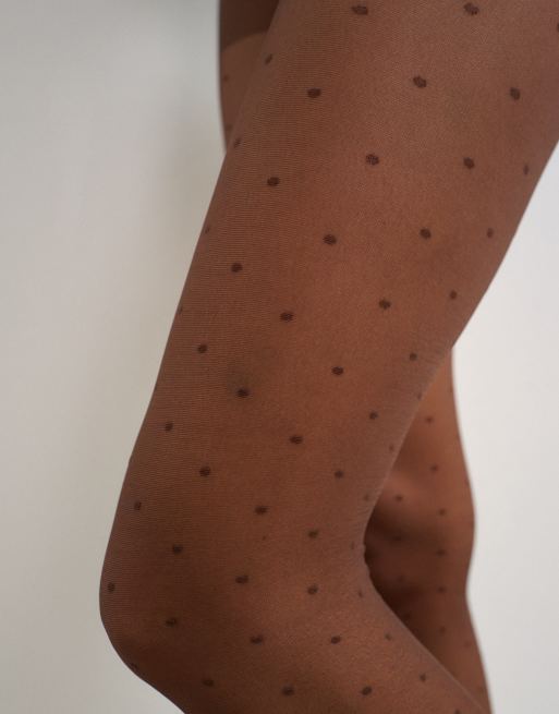 Topshop polka dot tights in chocolate, 3 of 3