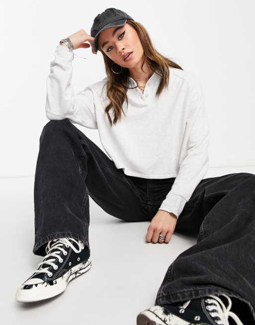 Topshop - Polo à manches longues - Gris