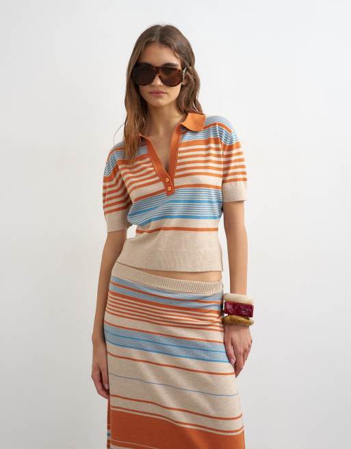 Topshop - Conjunto a rayas de falda larga de punto, 3 de 3