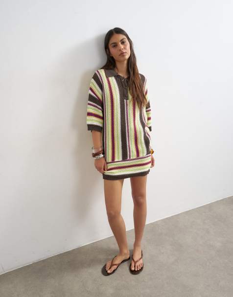 Topshop - Polo d'ensemble en maille à rayures verticales - Multicolore - view 1