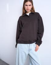 Topshop polo sweat in dark chocolate