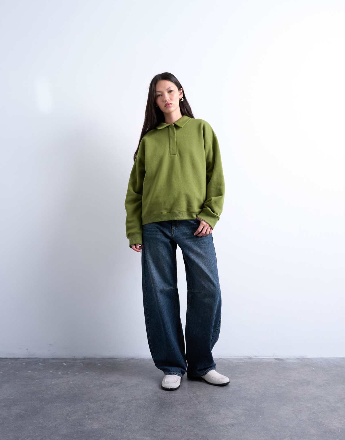 Topshop polo sweat in green