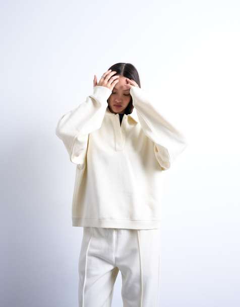 Topshop – Polo-Sweatshirt in Ecru - view 1