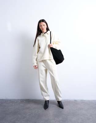 Topshop Premium Oversized Hoodie In Ecru-white In White