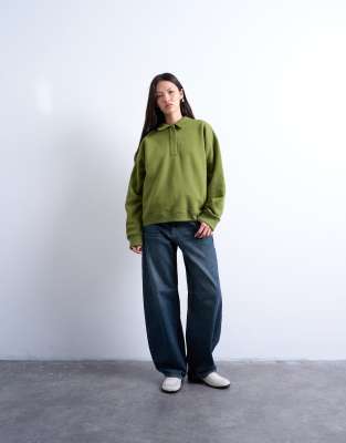 Topshop Polo Sweatshirt In Green