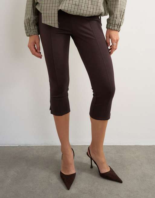 Topshop ponte capri leggings in chocolate, 2 of 5