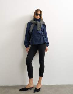 Ponte cropped split hem leggings in black