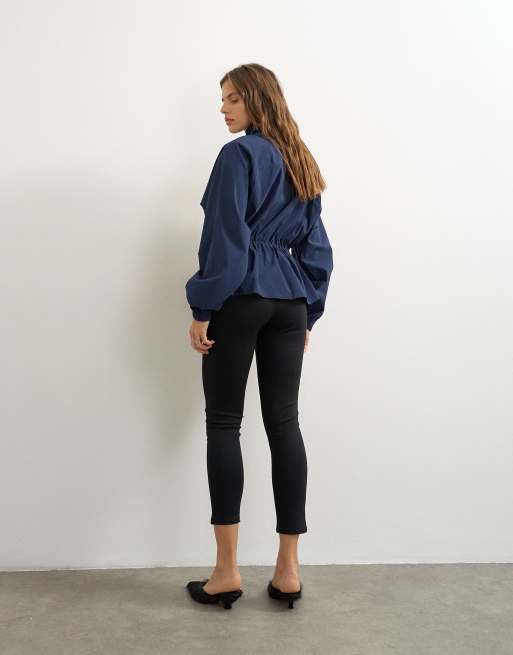 Topshop ponte cropped split hem leggings in black, 3 of 5
