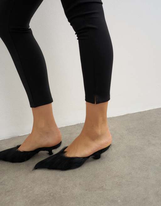 Topshop ponte cropped split hem leggings in black, 4 of 5