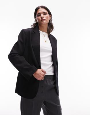 Topshop Ponte Jersey Blazer In Black