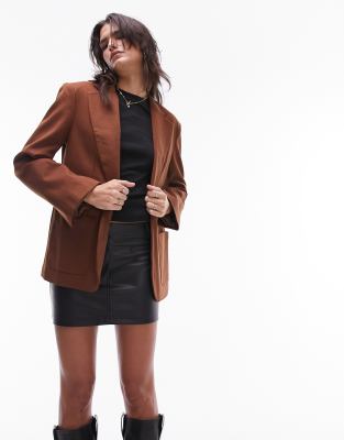 Topshop ponte jersey blazer in chocolate - ASOS Price Checker