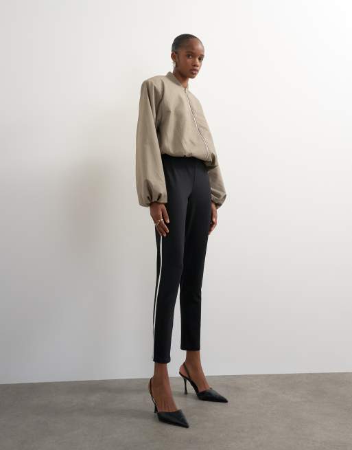 Topshop ponte lange leggings med piping-detalje i sort, 4 af 5