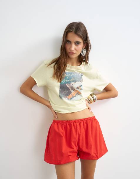 Topshop Popeline-Ballonshorts in Rot - view 1