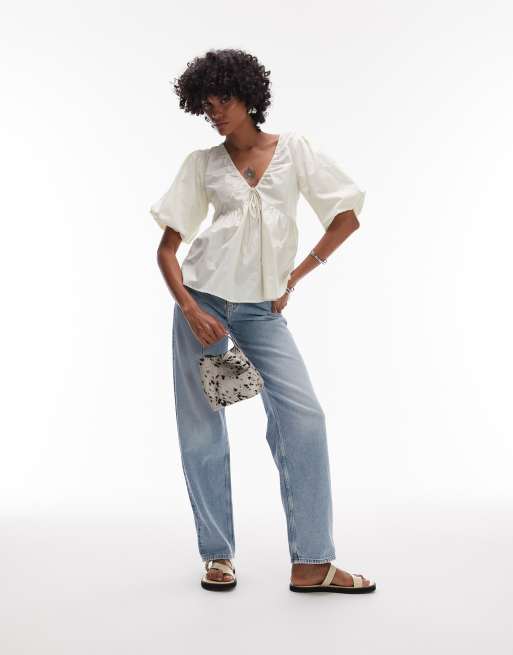 Topshop – Popeline-Oberteil mit Puffärmeln, 3 von 4