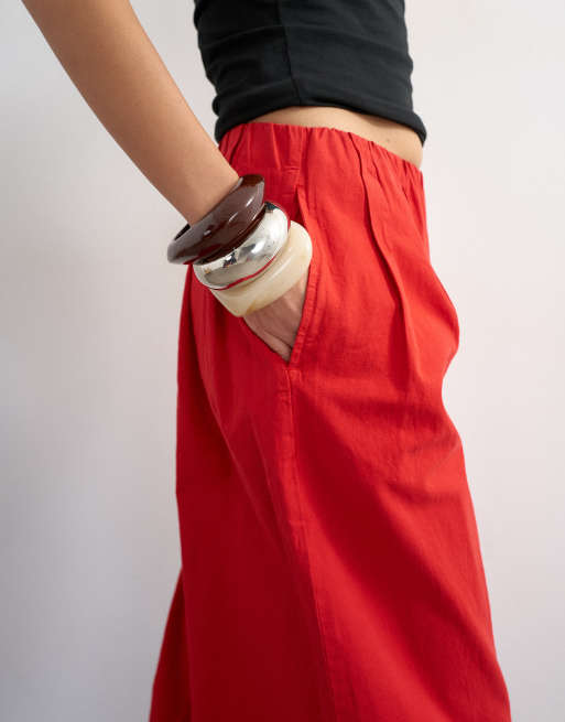 Topshop poplin balloon pants in red, 5 of 5