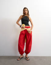 Topshop poplin balloon trouser in red