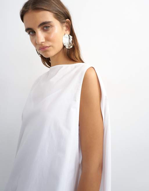 Topshop poplin bubble cape mini jurk in wit, 3 van 4