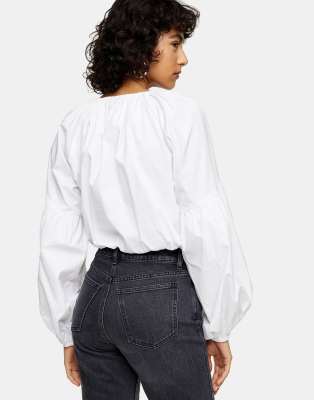 white bubble hem tops