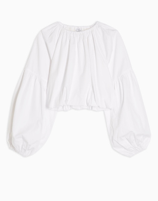 white bubble hem blouse