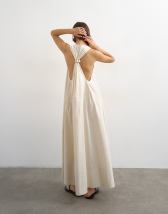 Topshop poplin halter deep hem maxi trapeze dress in off white