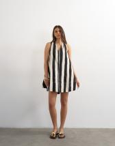 Topshop poplin halter deep hem mini trapeze dress in mono stripe