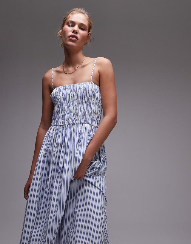 Topshop - poplin maxi dress in blue stripe