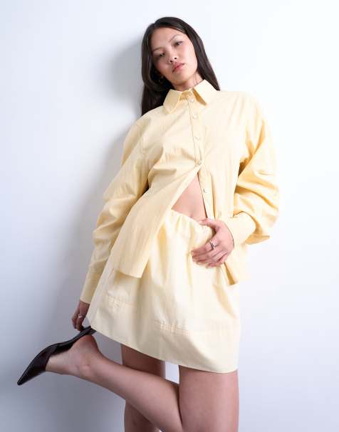 Topshop poplin mini skirt in buttermilk - view 1