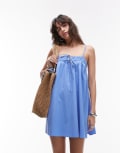 [Topshop] Topshop poplin mini sundress in dusty blue 14 blue