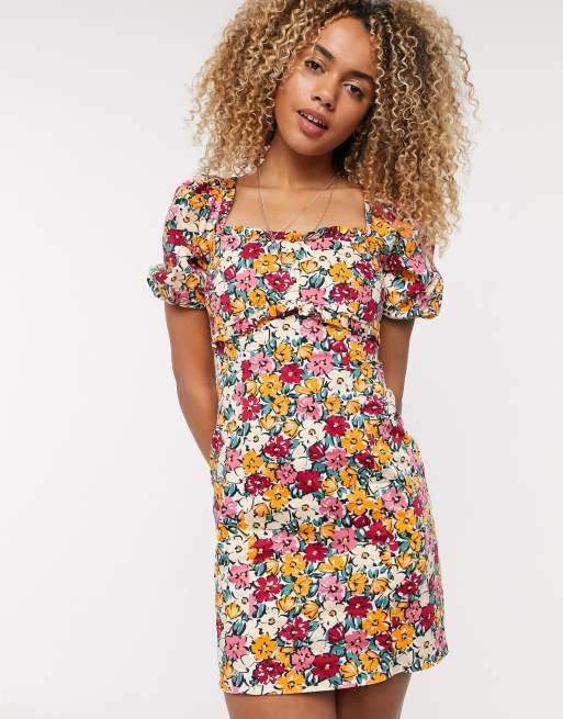 Topshop poplin mini tea dress in floral print | ASOS