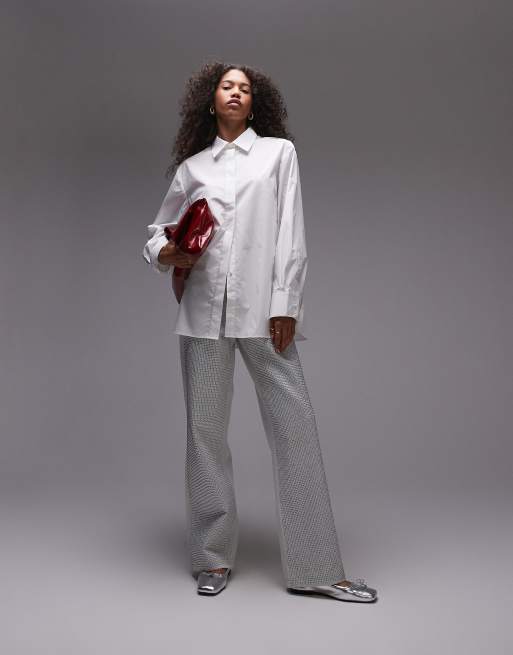 Topshop - Poplin overhemd met knopen aan de manchetten in ivoorwit, 2 van 4