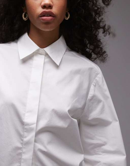 Topshop - Poplin overhemd met knopen aan de manchetten in ivoorwit, 3 van 4