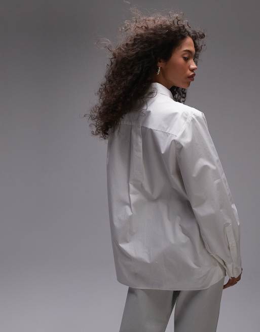 Topshop - Poplin overhemd met knopen aan de manchetten in ivoorwit, 4 van 4