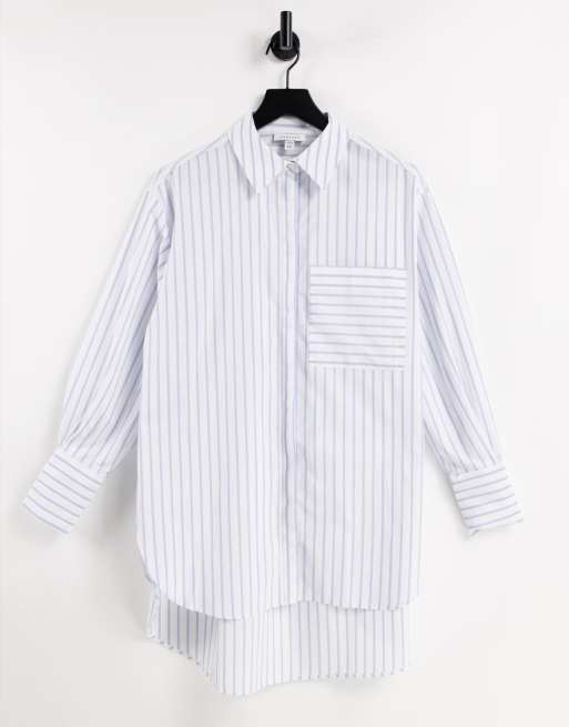 Topshop - Poplin overhemd met strepen in lichtblauw