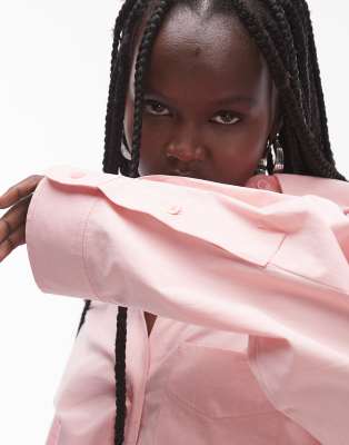 pink poplin oversized shirt